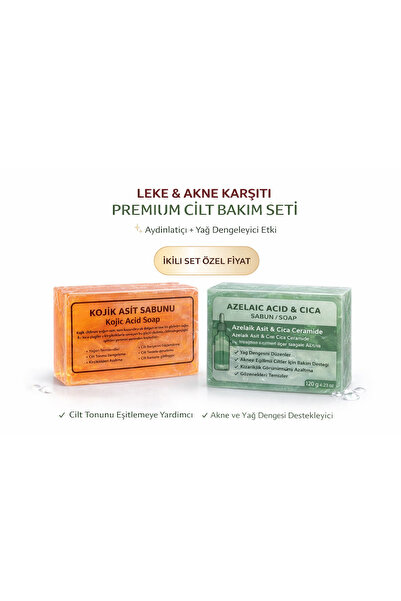 Kojic Kojik Asit Sabunu + Azelaik Asit Cica Sabunu İkili Set | Leke Açıcı & A...