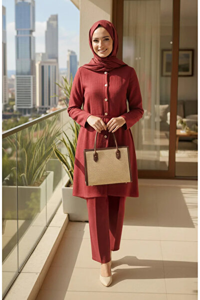 sefamerve Muslin Tunic 5505-05 Claret Red