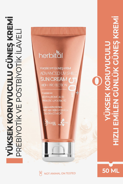 Herbital SPF 50+ Güneş Kremi Leke Karşıtı ve Beyaz İz Bırakmayan – 8D Hyaluro...