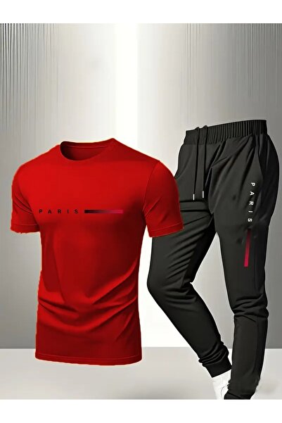 puolikuu Men's Oversize Tracksuit Set - Pariss Printed T-Shirt - Tracksuit