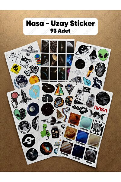 hdsticker 93 Adet Nasa Uzay Astronot Gezegen Roket Laptop Telefon Tablet Ajan...