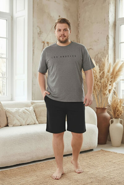 SEBOTEKS طقم بيجامة رجالي قصير الأكمام بجيوب من القطن 100% مقاس كبير 2014