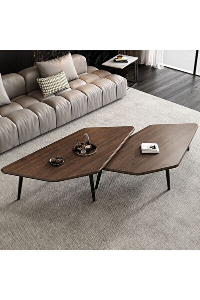 Vivendo Set 2 mese cafea Gemini, design scandinav, model diamant, blat MDF 20mm