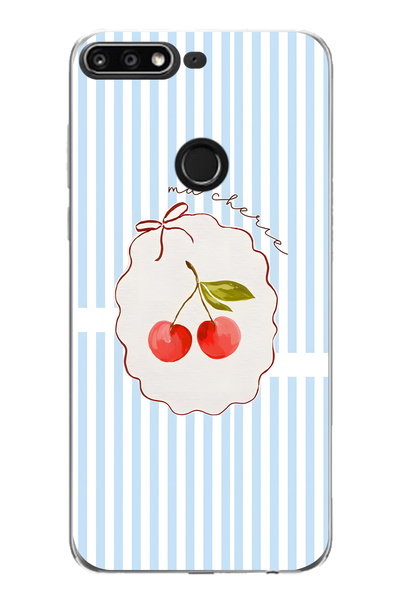 FLAMENKO حافظة هاتف شفافة متوافقة مع هاتف هواوي Y7 2018 بنمط ما شيري كيريز