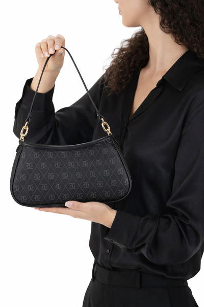 LOVİVA BAGS Siyah Monogram Desenli Kadın Omuz Çantası