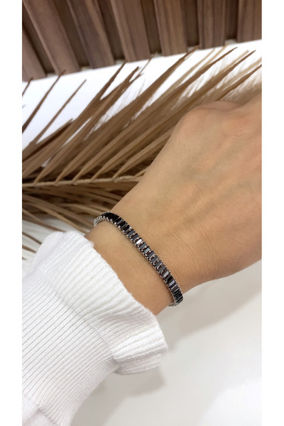 JustGAF Silver color black waterway steel bracelet (unisex)