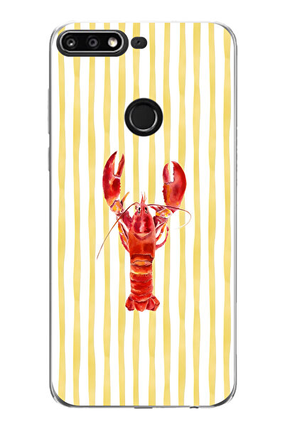 FLAMENKO حافظة هاتف شفافة بنمط جراد البحر متوافقة مع هاتف هواوي Y7 2018