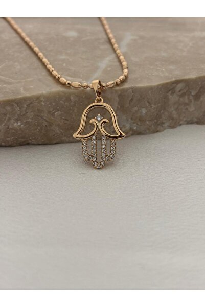 stainless steell Rosegold Fatıma Ana Eli Model Steel Necklace