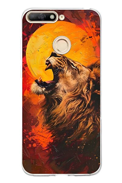 FLAMENKO حافظة هاتف شفافة متوافقة مع هاتف هواوي Y6 2018 بنمط الأسد