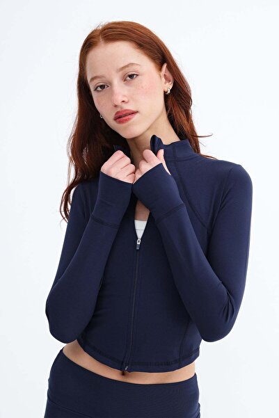 Addax Zippered Soft Fabric Cardigan H0089