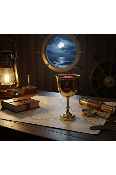 Kuzey Tacı Nautical King Hakiki Pirinç Kadeh Çapa Figürlü Büyük Boy Dekoratif...