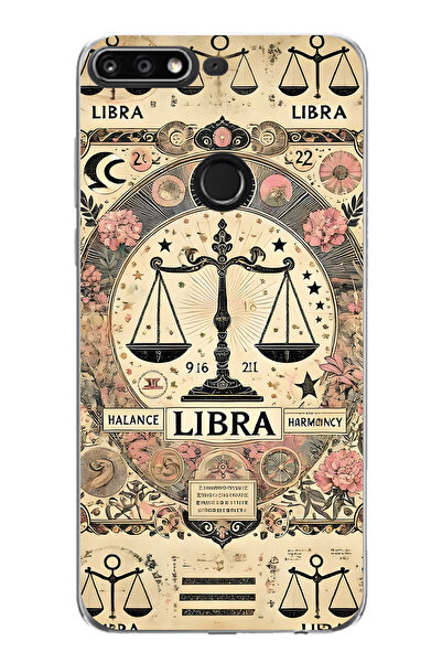 FLAMENKO حافظة هاتف شفافة بنمط برج الميزان متوافقة مع هاتف هواوي Y7 2018