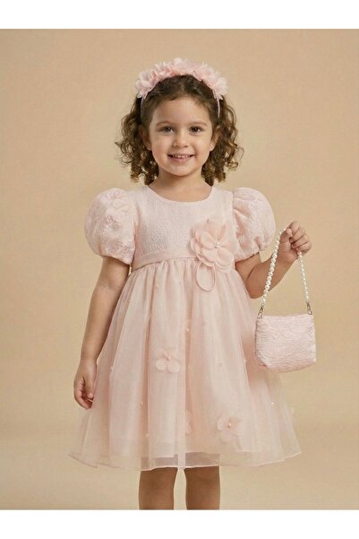 Alesayi_kids Eid dress with headband and bag, sizes 2 to 6 years