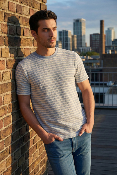 Buratti Памучна тениска с права кройка и обло деколте Мъжка тениска 5904027