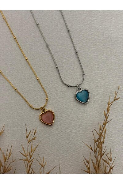 stainless steell Minimal Colorful Heart Figure Steel Necklace