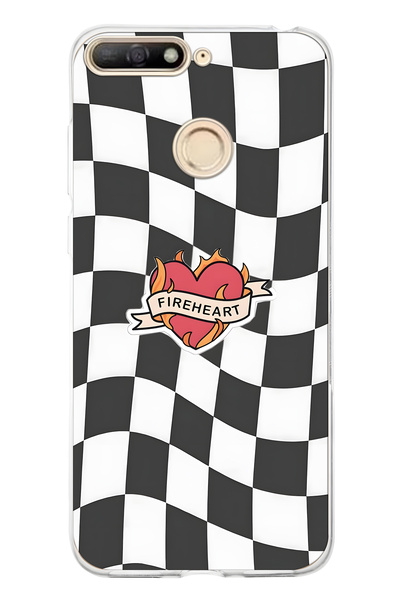 FLAMENKO حافظة هاتف شفافة بنمط مربع من Fireheart متوافقة مع هاتف هواوي Y6 2018