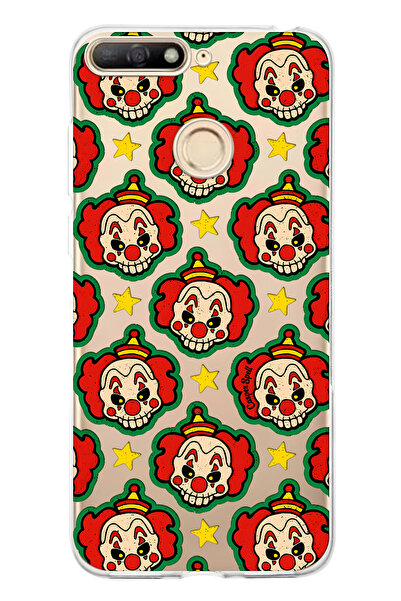 FLAMENKO حافظة هاتف شفافة متوافقة مع هاتف هواوي Y6 2018 بنمط المهرج