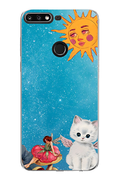 FLAMENKO حافظة هاتف شفافة متوافقة مع هاتف هواوي Y7 2018 بنمط سولاري فيري ومين...