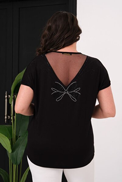 Esina Women's V-Neck Viscose Blouse with Back Detail