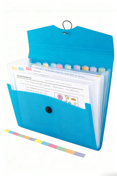 Glanart lastikli a4 boy 13 bölmeli körüklü dosya fihrist ayraçlı mavi 1 adet