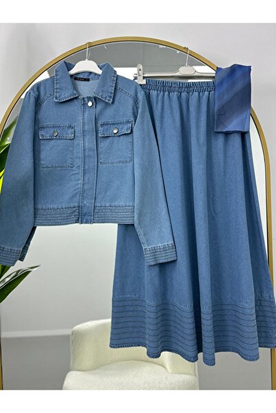 VOLT CLOTHİNG Women's Skirted Denim Suit