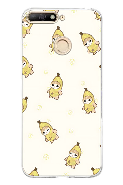 FLAMENKO حافظة هاتف شفافة متوافقة مع هاتف هواوي Y6 2018 بنمط قطة على شكل موز