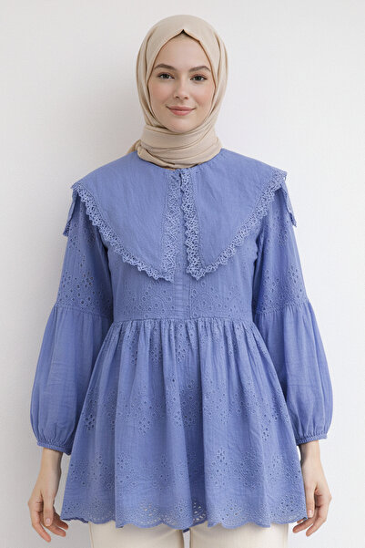 benguen Baby Collar Scallop Tunic A1420 Blue