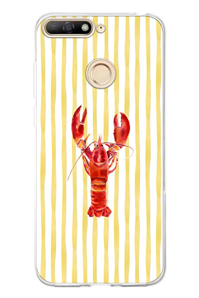 FLAMENKO حافظة هاتف شفافة بنمط جراد البحر متوافقة مع هاتف هواوي Y6 2018