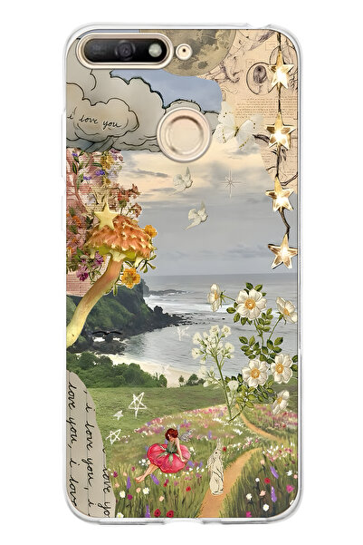 FLAMENKO حافظة هاتف شفافة متوافقة مع هاتف هواوي Y6 2018 بنمط حديقة الأحلام