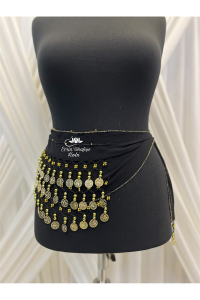 ecrin tuhafiye hobi Siyah Şakira Oryantal Dansöz Dans Kemeri Pullu Zilli Kına...