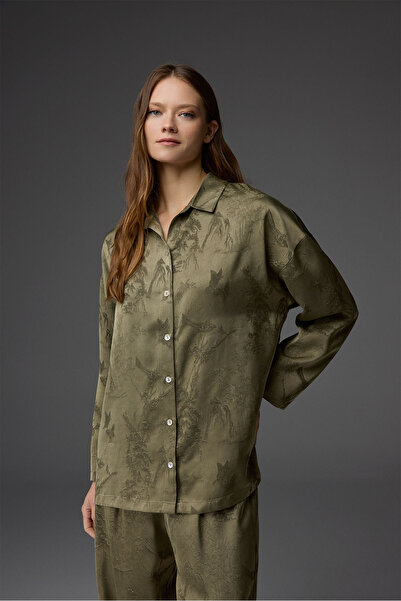 BONJOUR MADAME طقم بيجامة قميص منقوش من الفيسكوز والجاكار BM-1802