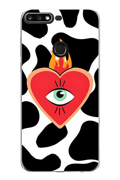 FLAMENKO حافظة هاتف شفافة متوافقة مع هاتف هواوي Y7 2018 بنمط قلب متوهج