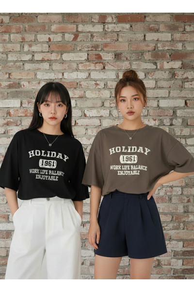 Gollinger Σετ 2 γυναικείων μπλουζών με στάμπα και λαιμόκοψη ποδηλάτου