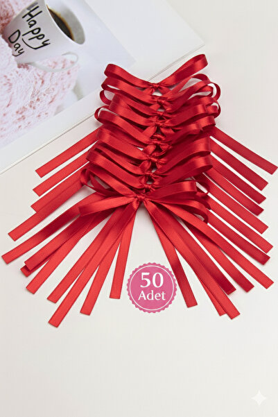 Esram Butik Kırmızı 6 mm Hazır Fiyonk Doğum Günü Süsü, Pasta Süsü, Duvar Arka...