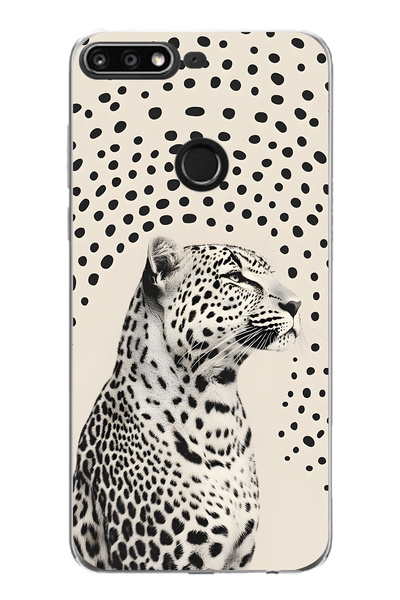 FLAMENKO حافظة هاتف شفافة بنمط الفهد متوافقة مع هاتف هواوي Y7 2018