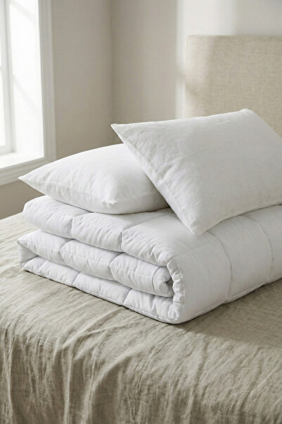 Nart Home Çift Kişilik Mikrofiber Yorgan + 2 Yastık Seti 195x215 cm - Anti Alerjik Yıkanabilir Silikon Dolgu