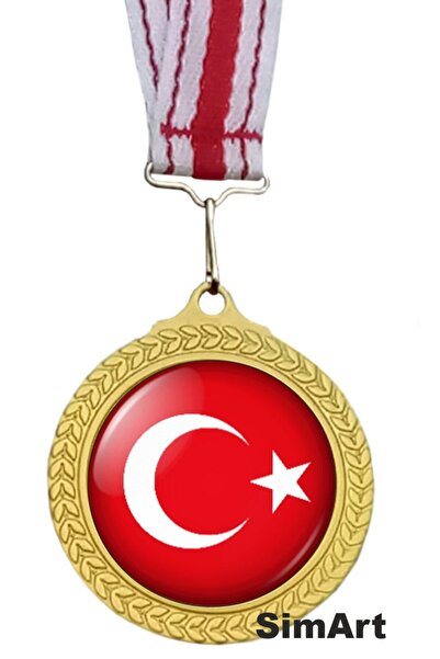 Madalya TÜRK BAYRAKLI Standart Baskılı Altın TRMDK303