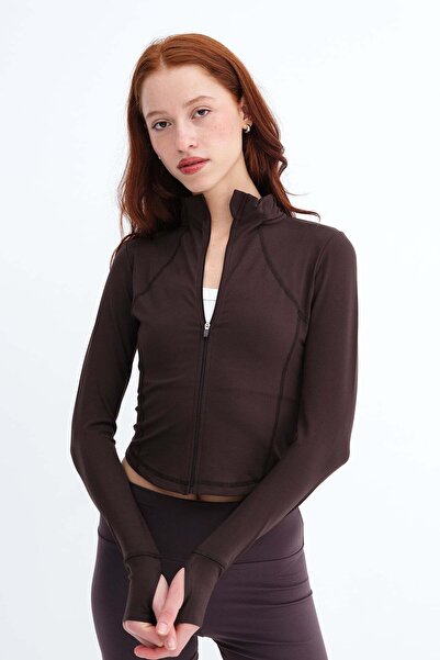 Addax Zippered Soft Fabric Cardigan H0089