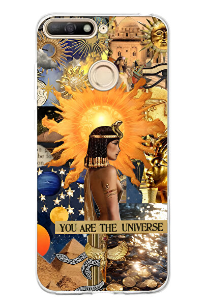 FLAMENKO حافظة هاتف شفافة بنمط كليوباترا متوافقة مع هاتف هواوي Y6 2018