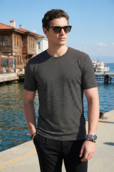 Buratti bumbac piese Regular Fit cu dungi guler rotund Tricou Bărbați 5904030