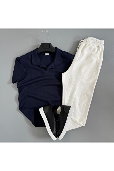 WENMİNG Men's Ottoman Fabric Summer Polo Collar T-Shirt and Pants Combination