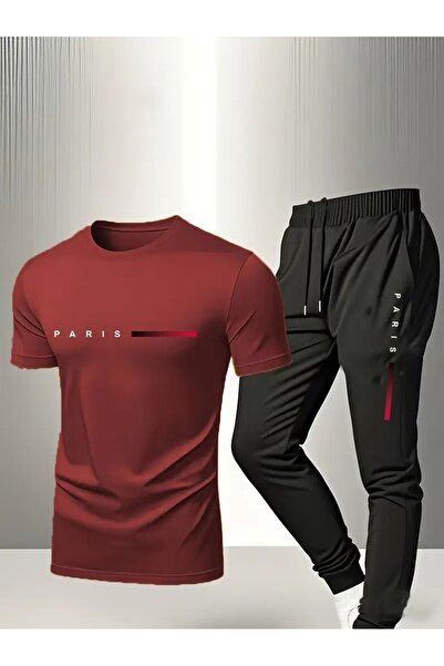 puolikuu Men's Oversize Tracksuit Set - Pariss Printed T-Shirt - Tracksuit
