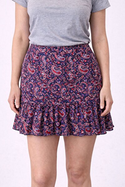 FBI Paisley Printed mini skirt with ruffles
