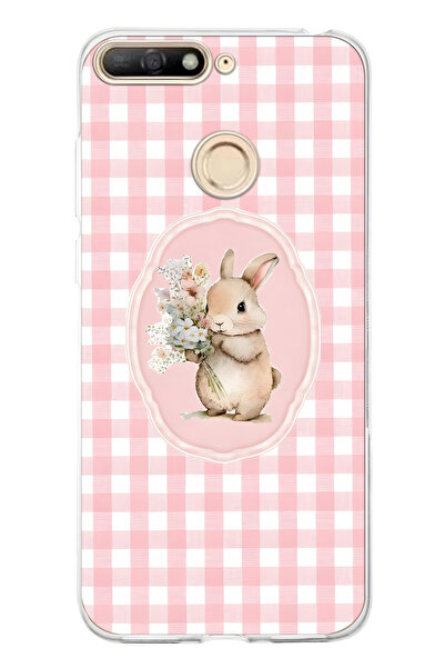 FLAMENKO حافظة هاتف شفافة متوافقة مع هاتف هواوي Y6 2018 بنمط زهور وأرانب