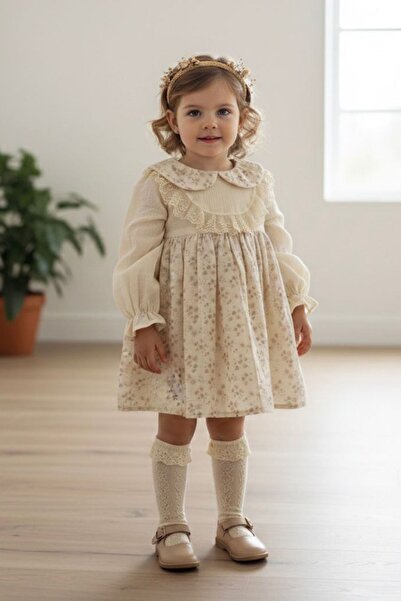 Minigimin Cicileri My Little One's Vintage Floral Patterned Lace Collar Detai...