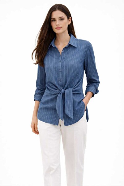 EGZOTİK ASORTİK Striped Tie-Up Shirt