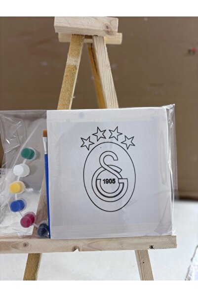 obelleatelier Galatasaray Logo 20x20 Tuval Boyama Seti – 6 Renk Boya ve Fırça...