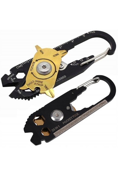 zola Multifunctional keyring, 20 in 1, stainless steel, 8 x 2.5 cm