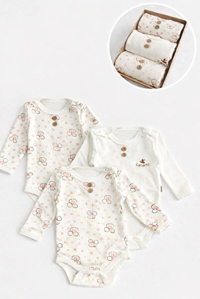Mou&Kou 3-Piece 0-3 Month Boxed Baby Bady 100% Cotton Baby Birth Gift