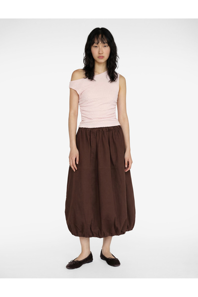 Koton Asymmetrical Neckline Sleeveless Slim Fit Draped Blouse